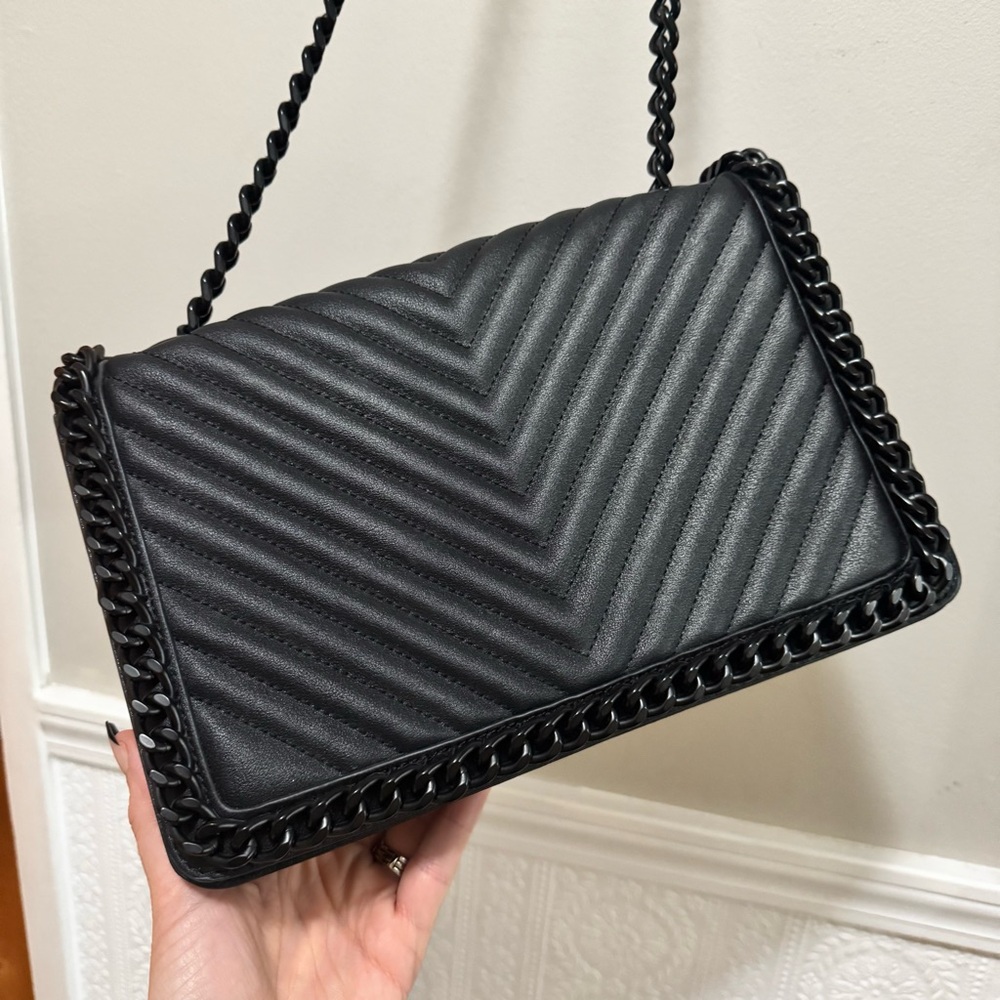 ALDO Women's NEW Greenwald Crossbody Bag Medium Black Quilted Chain Shoulder Bag